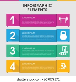 Modern athletic infographic template. design with athletic icons includes barbell, swimming. can be used for presentation, diagram, annual report, web design. 