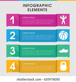 Modern athletic infographic template. infographic design with athletic icons includes barbell, bodybuilder. can be used for presentation, diagram, annual report, web design.