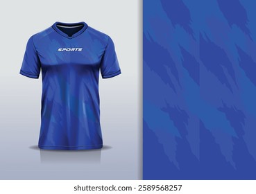 Modern Athletic Jersey Mockup, A dynamic t-shirt mockup featuring an abstract grunge texture, designed for football, soccer, racing, esports, and running in a blue color