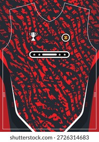 Modelo moderno de Jersey atlética com textura vermelha abstrata