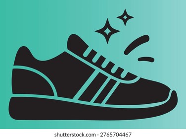 Modern athletic sneaker with sparkling motion effects symbolizing speed and energy in action