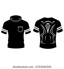 Ilustración vectorial moderna de la silueta del Diseño gráfico trasero de la camiseta atlética con los Elementos futuristas mecánicos para la ropa de los deportes