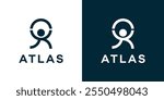 Modern Atlas logo. Vector illustration. Atlas logo line art