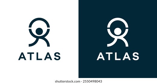 O logotipo moderno da Atlas. Ilustração vetorial. Arte da linha do logotipo Atlas