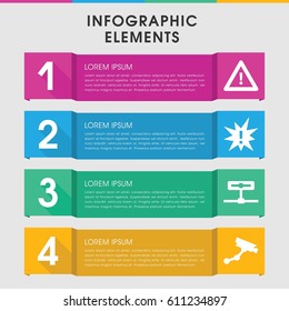Modern attention infographic template. infographic design with attention icons includes Security camera. can be used for presentation, diagram, annual report, web design. 