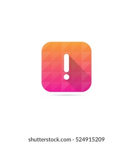 Modern Attention or Warning or Exclamation Mark Icon With Long Shadow