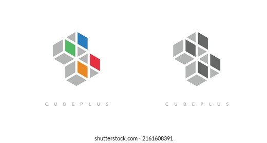 Diseño moderno y atractivo del logotipo de Cube plus