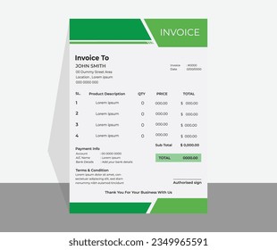 Modern and attractive invoice design template for your professional business.
