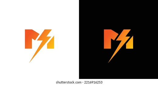 Modern and attractive letter M electric voltage logo design	