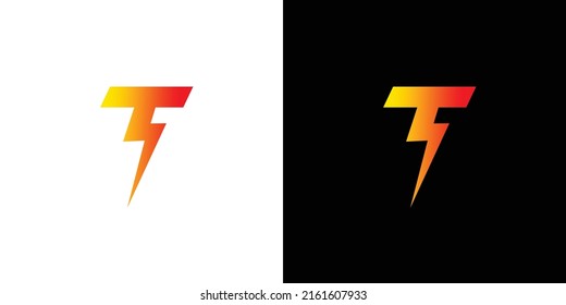 Modern And Attractive Letter T Electric Voltage Logo Design