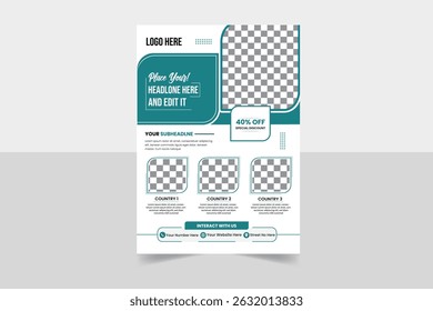 A modern and attractive travel flyer template perfect for promoting vacation deals, holiday packages, and travel agency services. Easy to edit and print-ready, ideal for tourism marketing and events.