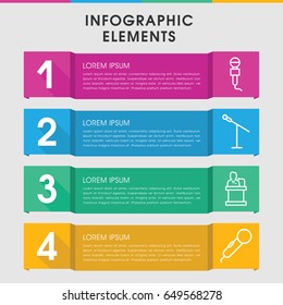 Modern audience infographic template. infographic design with audience icons includes microphone. can be used for presentation, diagram, annual report, web design.