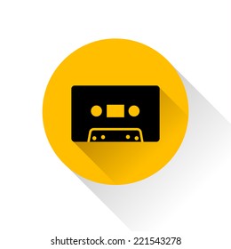 Modern audio icon with long shadow, vector illustration