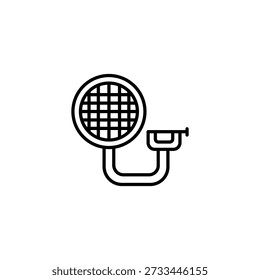 Modern Audio Microphone With Mount Outline Icon Vector