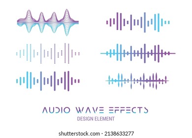 Modern audio wave equalizer. Abstract Fluid Creative Templates with Dynamic Audio Waves. Cards, Color Covers Set. Geometric design. Vector illustration on digital web colo.