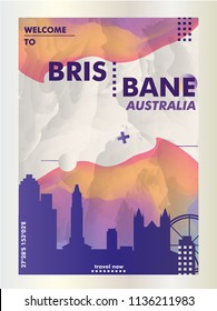 Modern Australia Brisbane skyline abstract gradient poster art. Travel guide cover city vector illustration