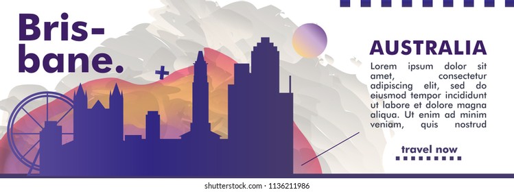 Modern Australia Brisbane skyline abstract gradient poster art. Travel guide cover city vector illustration