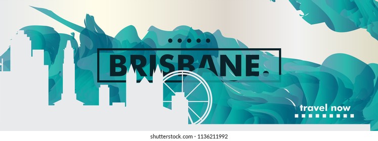 Modern Australia Brisbane skyline abstract gradient poster art. Travel guide cover city vector illustration