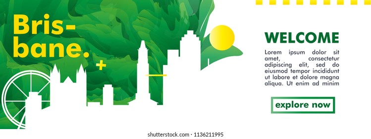 Modern Australia Brisbane skyline abstract gradient poster art. Travel guide cover city vector illustration