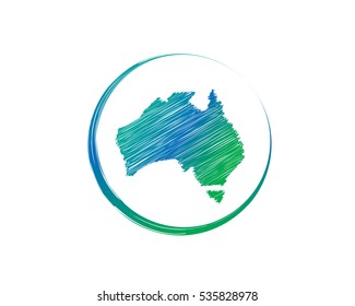 Modern Australia Logo - Abstract Australia Map Pen Sketch Symbol 