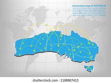 Modern of australia Map connections network design, Best Internet Concept of australia map business from concepts series, map point and line composition. Infographic map. Vector Illustration.