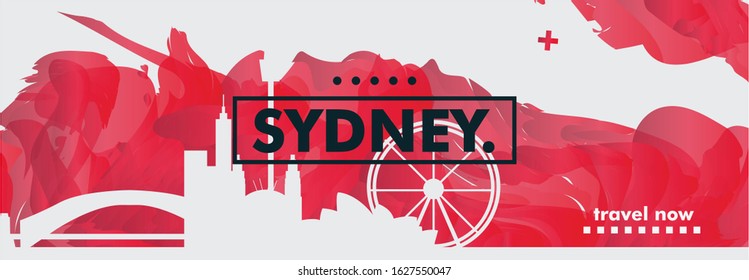 Modern Australia Sydney skyline abstract gradient website banner art. Travel guide cover city vector illustration