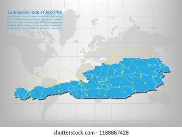 Modern of austria Map connections network design, Best Internet Concept of austria map business from concepts series, map point and line composition. Infographic map. Vector Illustration.