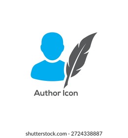 Icono de autor moderno en estilo minimalista plano, concepto de escritura con pluma, Ilustración vectorial simple para literatura, creatividad y diseño de creación de contenido

