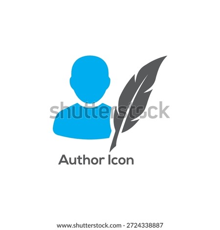 Modern author icon in flat minimalist style, writing concept with quill pen, simple vector illustration for literature, creativity, and content creation design

