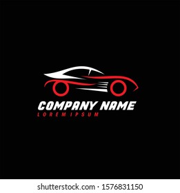 Modern Auto Company Logo Design Concept with Sports Car Silhouette. Vector illustration.