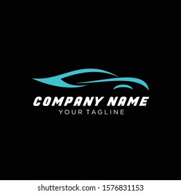 Modern Auto Company Logo Design Concept with Sports Car Silhouette. Vector illustration.