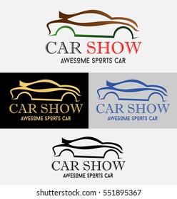 Modern Auto Company Logo Design Concept with Sports Car Silhouette. Vector illustration