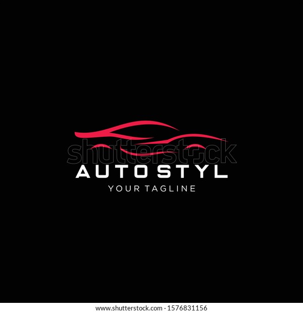 Modern Auto Company Logo Design Concept
with Sports Car Silhouette. Vector
illustration.
