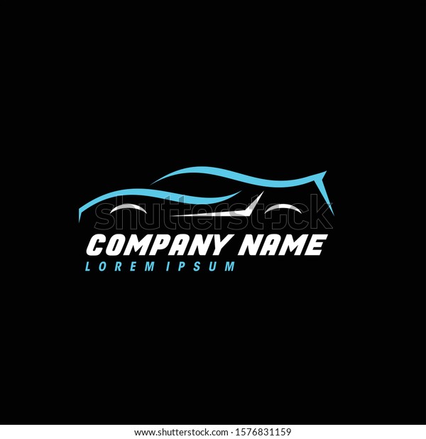 Modern Auto Company Logo Design Concept\
with Sports Car Silhouette. Vector\
illustration.