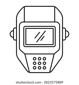 Modern auto darkening welding helmet vector icon with industrial protection equipment metalwork