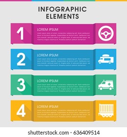 Modern auto infographic template. infographic design with auto icons includes van, cargo trailer, ambulance. can be used for presentation, diagram, annual report, web design.