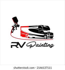 modern auto painting logo design with truck vector