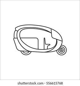 Modern auto rickshaw symbol sign line icon on background