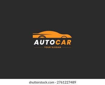 Modern autocar logo with stylized car and customizable slogan for automotive business branding