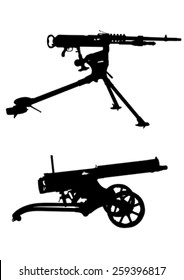 Armas automáticas modernas en un fondo blanco