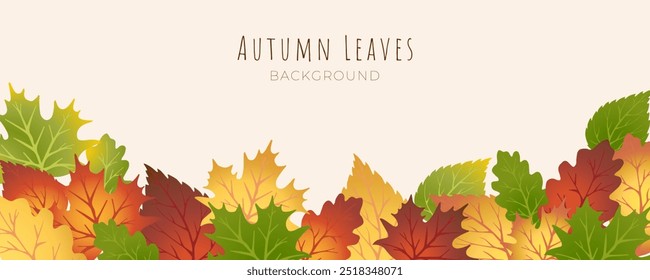 Fondo de otoño moderno con hojas de otoño y fuente moderna. Plantilla de moda para los Sitios web. Ilustración vectorial con arce, sauce, roble, abedul, castaño, hojas de serbal.