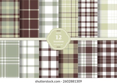 Modern Autumn Rust and Warm Honey Seamless Tartan Fabric Design Set of 12