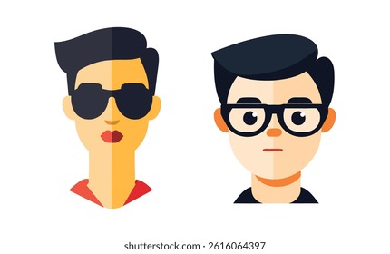Modern Avatar Illustrations of People with Sunglasses and Glasses for User Profiles or Design Elements