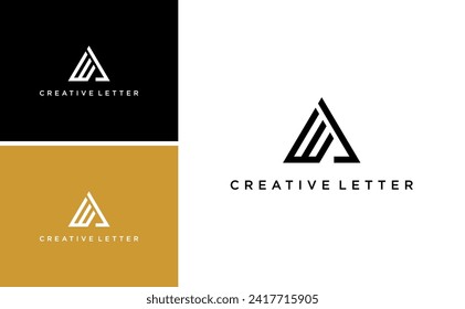 modern AW logo initial WA vector design template with geometric and abstract