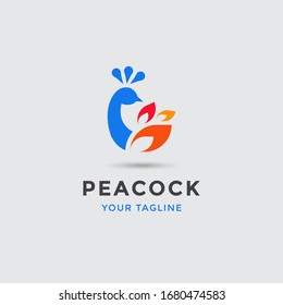 modern awesome peacock logo template for any related business