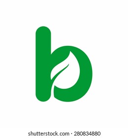 Modern b letter company logo, clean design. ecology logo. letter b icon vector. leaf logo template.