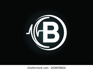 Alfabeto monograma B inicial con impulso de salud. Vector de diseño de icono del logotipo de latido. emblema de letra. Logo para negocios médicos o de salud e identidad de la empresa
