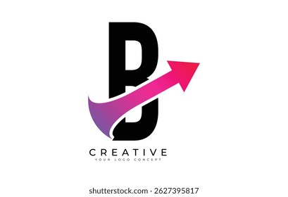 Modern B Letter Logo with Gradient Arrow Design for Creative Business Branding