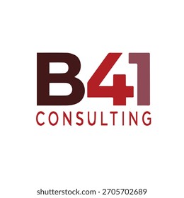 "Modern B41 Consulting logo design featuring bold typography in deep maroon and red tones. Clean, minimal, and professional branding concept suitable for corporate identity, business consulting, 