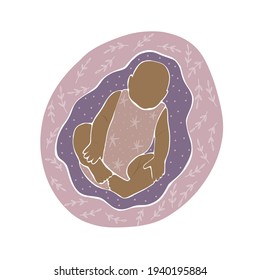 Modern baby in boho Scandinavian style. abstract minimalism. Newborn baby. Ideal for postcards, parties, social media stories and bloggers
